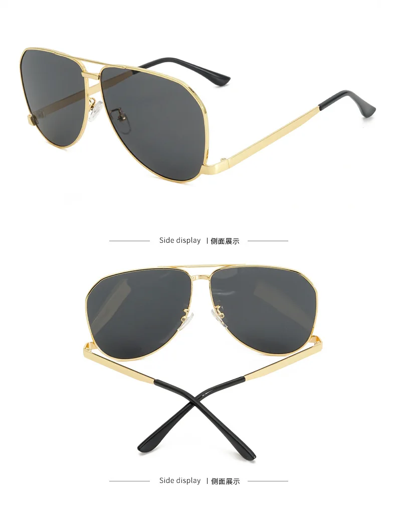 Vintage Oversize Quadratische Piloten-Sonnenbrille für Damen Neue Mode Legierung Farbverlauf Schwarz Sonnenbrille Herren Hip Hop Outdoor-Brille UV400 – Detail 15