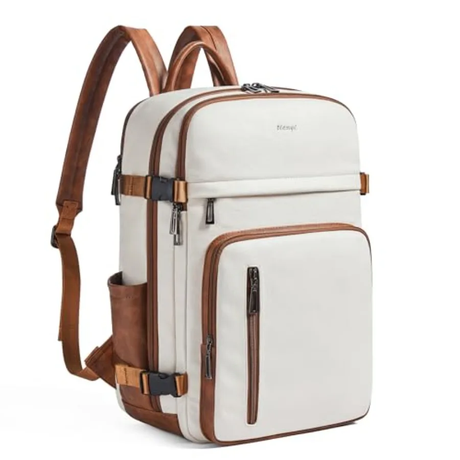 

Travel Backpack for Women Fits 17.0" Notebook Stylish Carry-on Vegan Leather Backpack with Luggage Strap for Travel and Daily U