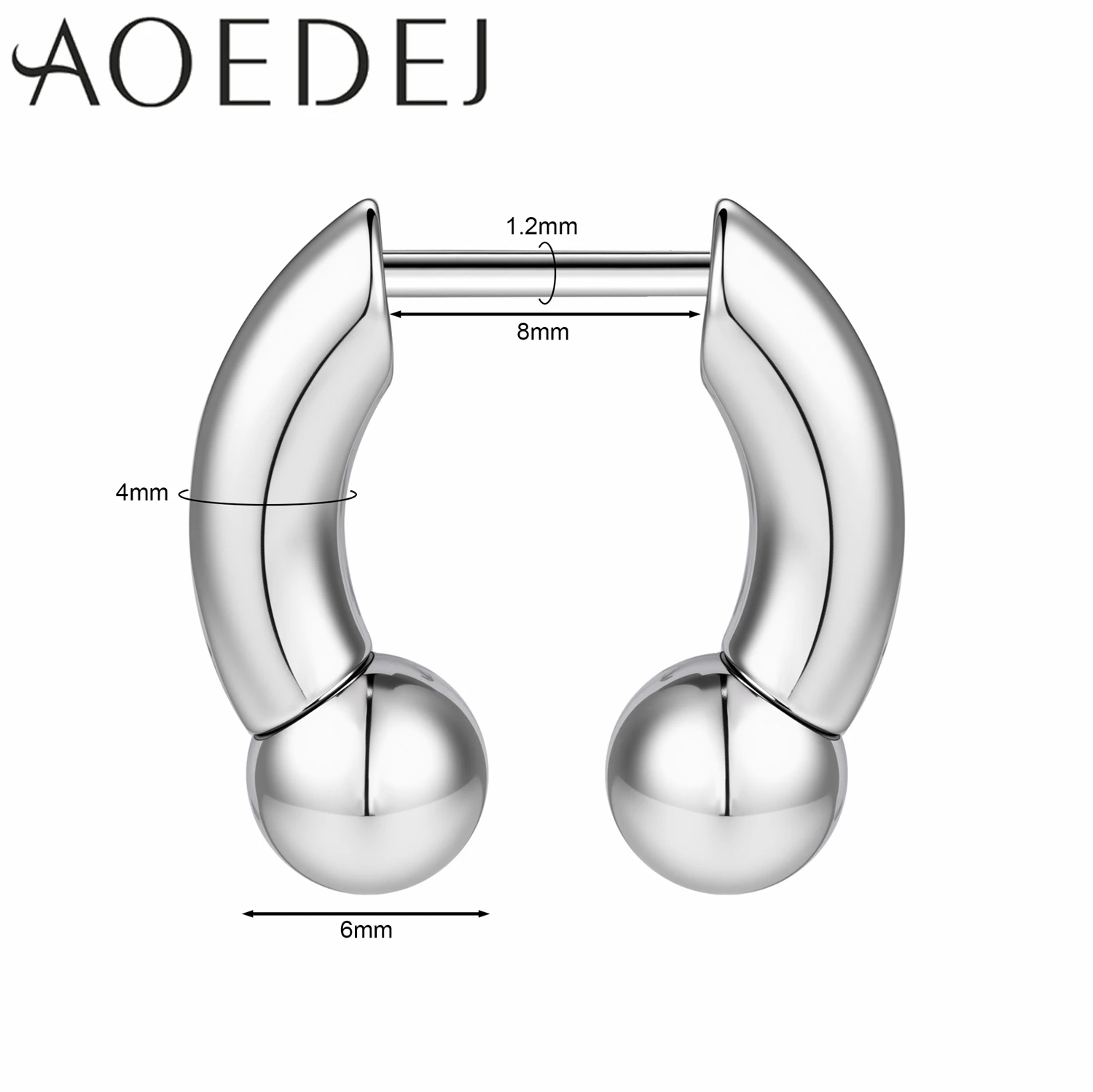 AOEDEJ 1 PC 16G Plug-In-Stil Edelstahl Nasenringe Damen Herren Septum Ring Spike Ox Horn Große Messgeräte Körperpiercings 8/10 MM