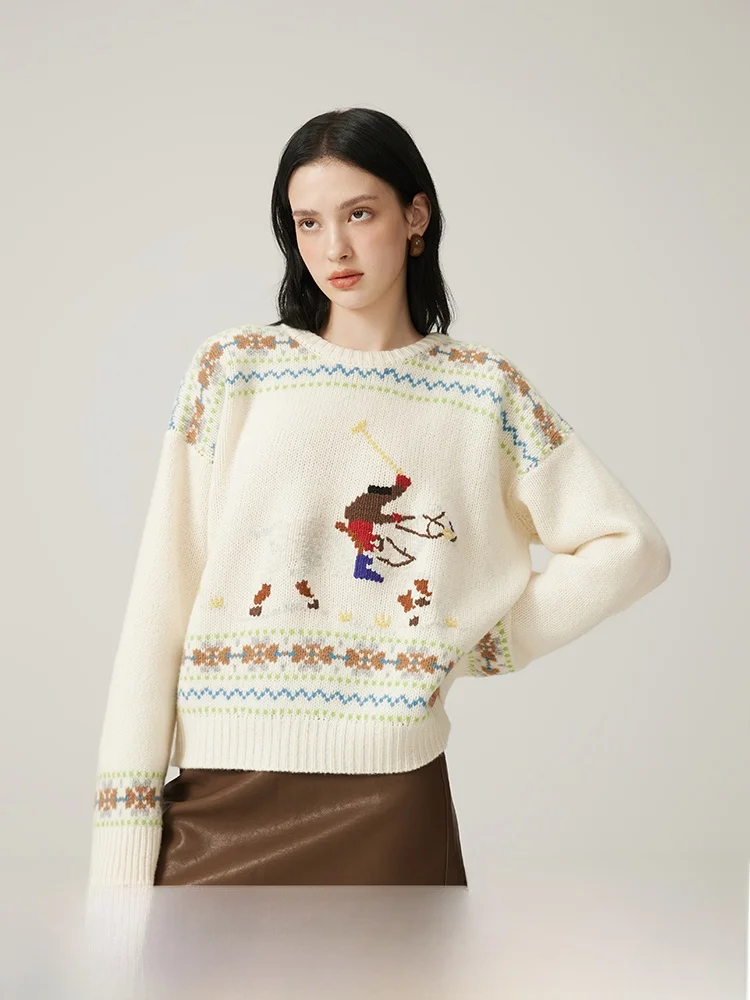 

Ladies Vintage round Ne Loose Knitted Sweater Comfortable Lazy Sle Woolen Top for Autumn Winter Seasonal Faion Clothing