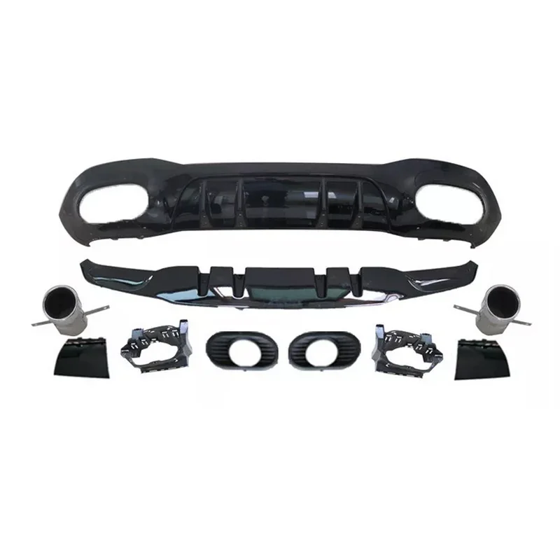 A Class W177 A35 2019- Style Hatchback Rear Diffuser Kit Car  Lip with Muffler Tips