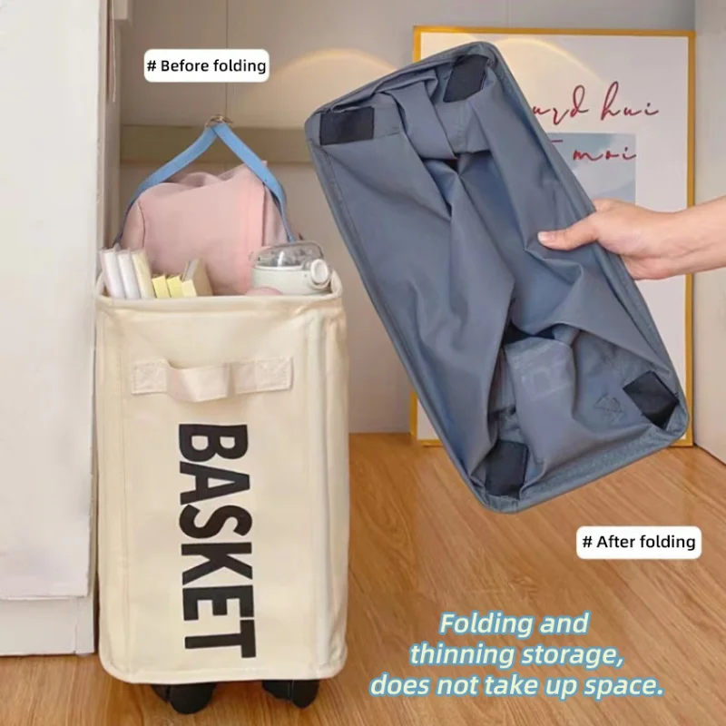 Rolling Laundry Hamper With Wheels Foldable Dirty Clothes Toy Organizer Yoga Storage Basket Home Assortment Box Laundry Basket