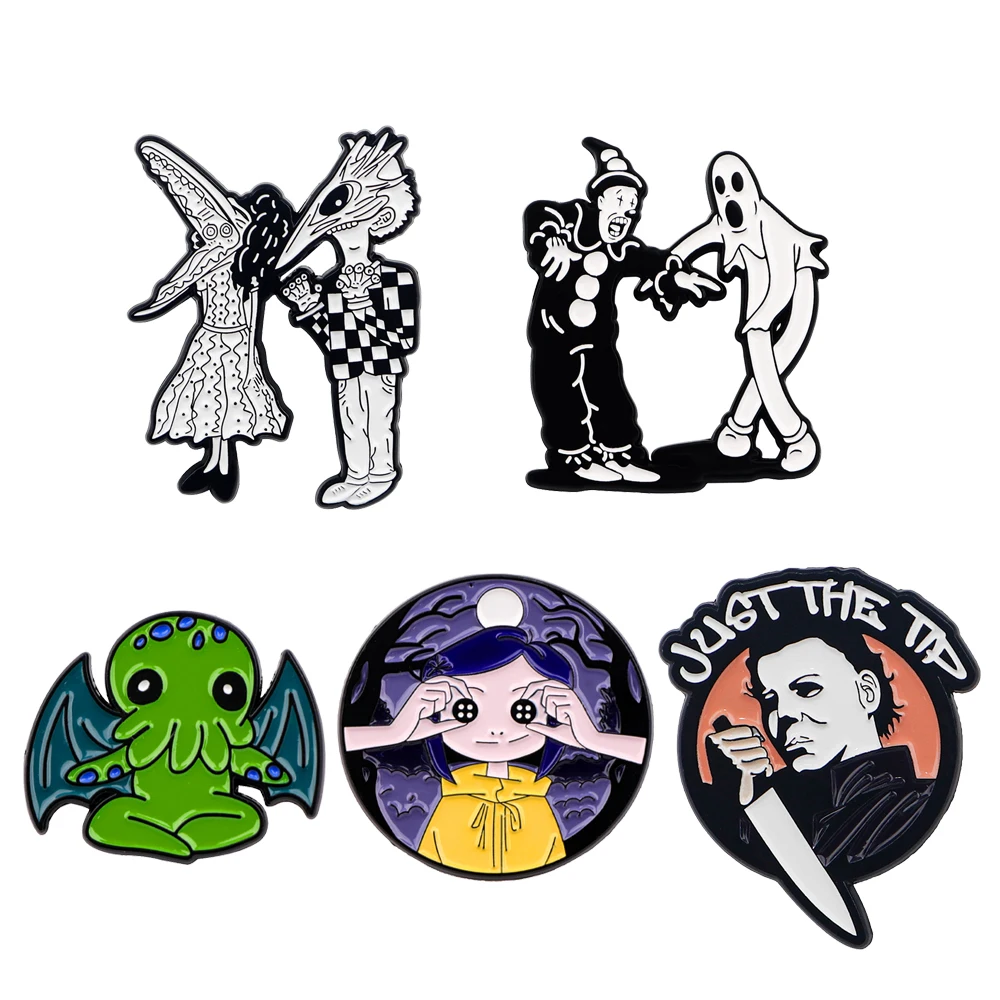 Horror Cartoon Theme Lapel Pins for Backpack Briefcase Badges Enamel Pin Men Women's Brooches on Bags Halloween Accessories