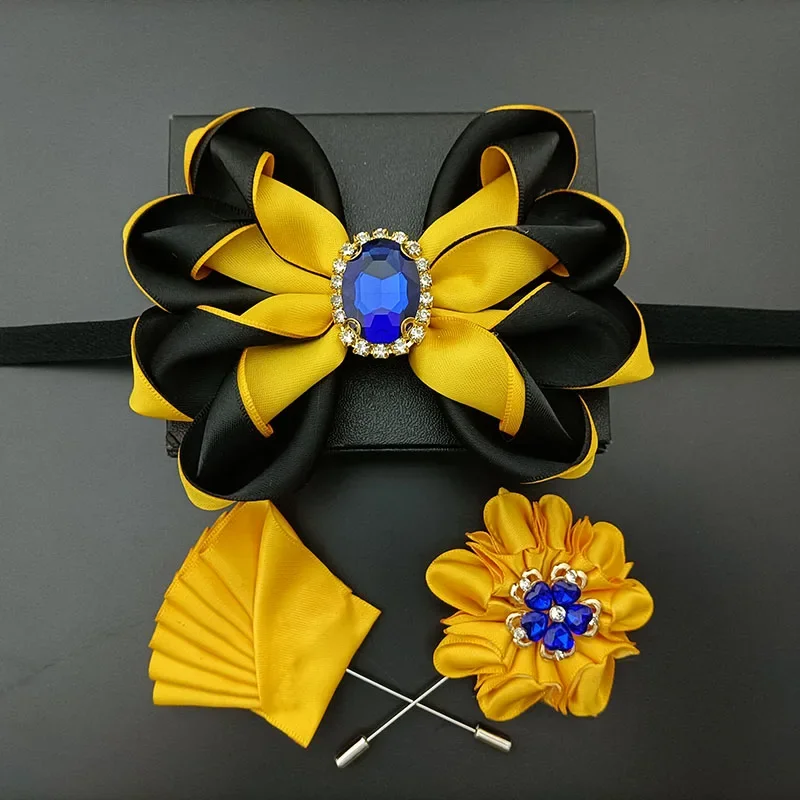Handmade High-end Men's Shirts Wedding Banquet Clothes Butterfly Tie Pockets Chest Sets Jewelry Accessories