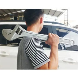 2024 New 18/24 Inch Adjustable Jumbo Wrench Drop Forged Chrome Plated for Car Repair Plumbing Tools