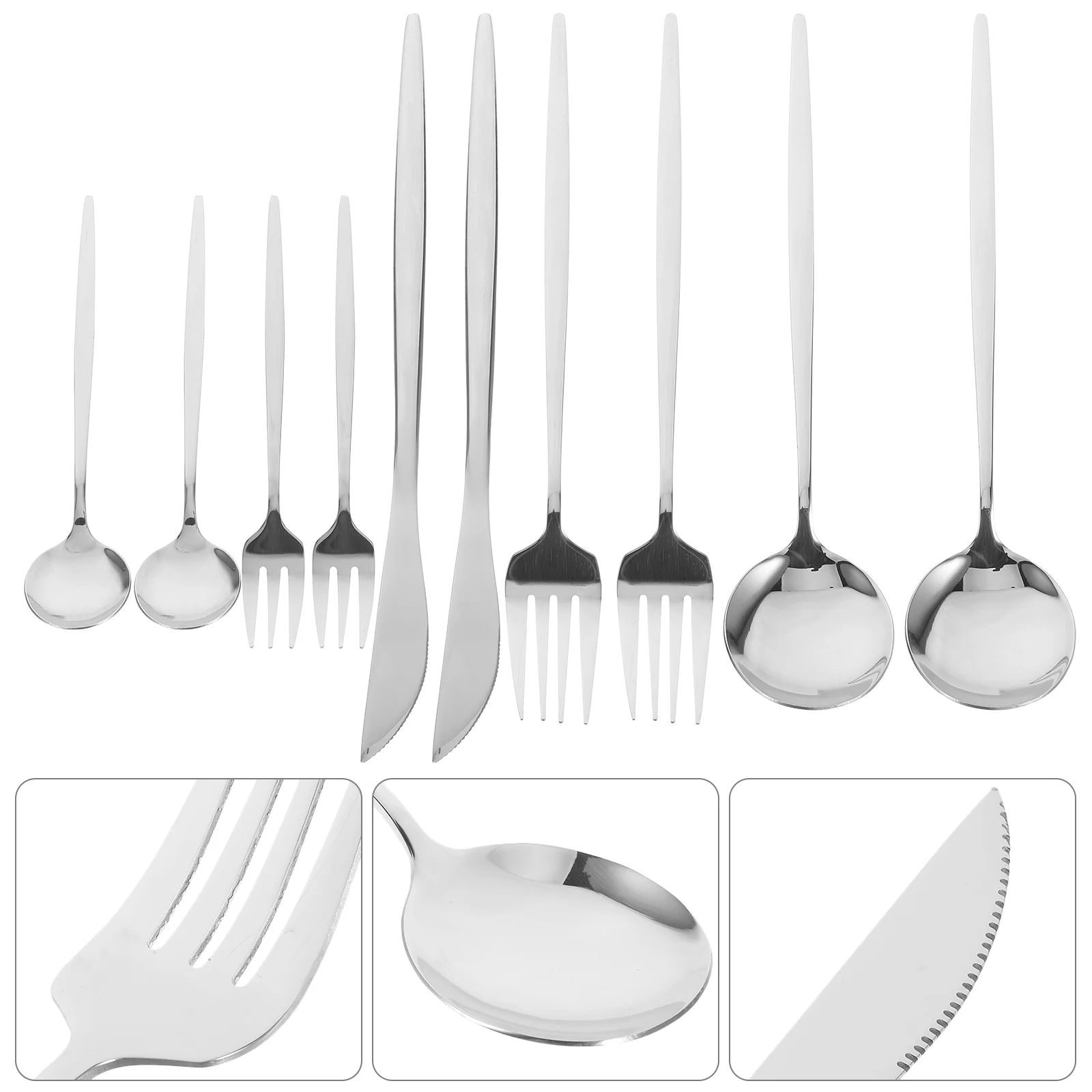 

Fork and Spoon Set Stainless Steel Cutlery Eating Utensils Dinnerware Kit