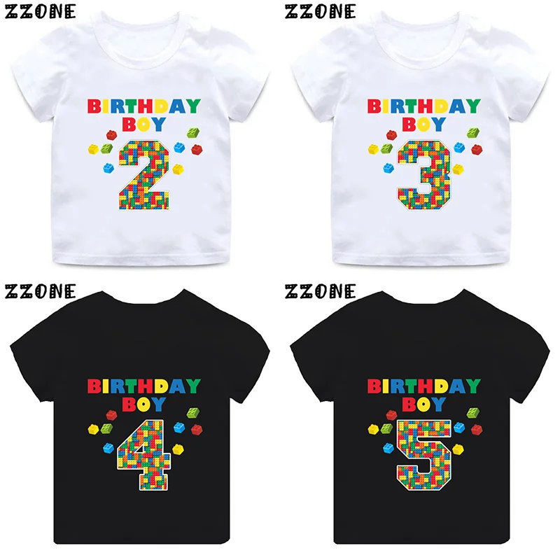 Master Builder Blocks Building Print Funny Boys Clothes 1 2 3 4 5 6 7 8 9 Years Happy Birthday Kids T shirt Baby Girls T-Shirts