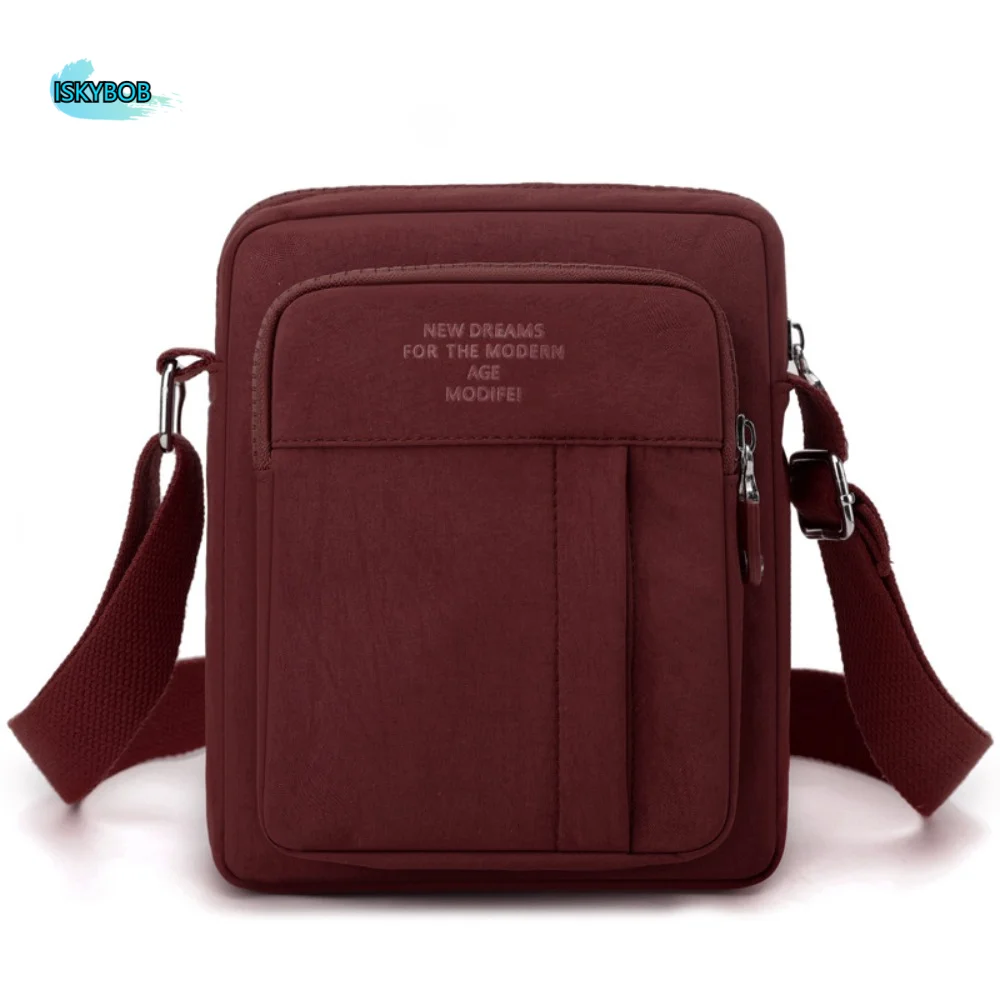 

Casual Solid Color Nylon Shoulder Bag Multi-layer Multi Pocket Phone Bag Lightweight Square Bag Crossbody Bag Women