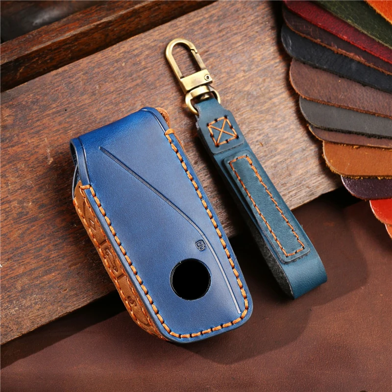 Leather Car Remote Key Cover Case Holder shell Styling Bag Fob For BMW New 530Li i5 iX1 X1 X5 840I 740Li iX i7 X6 X7 5 7 Series