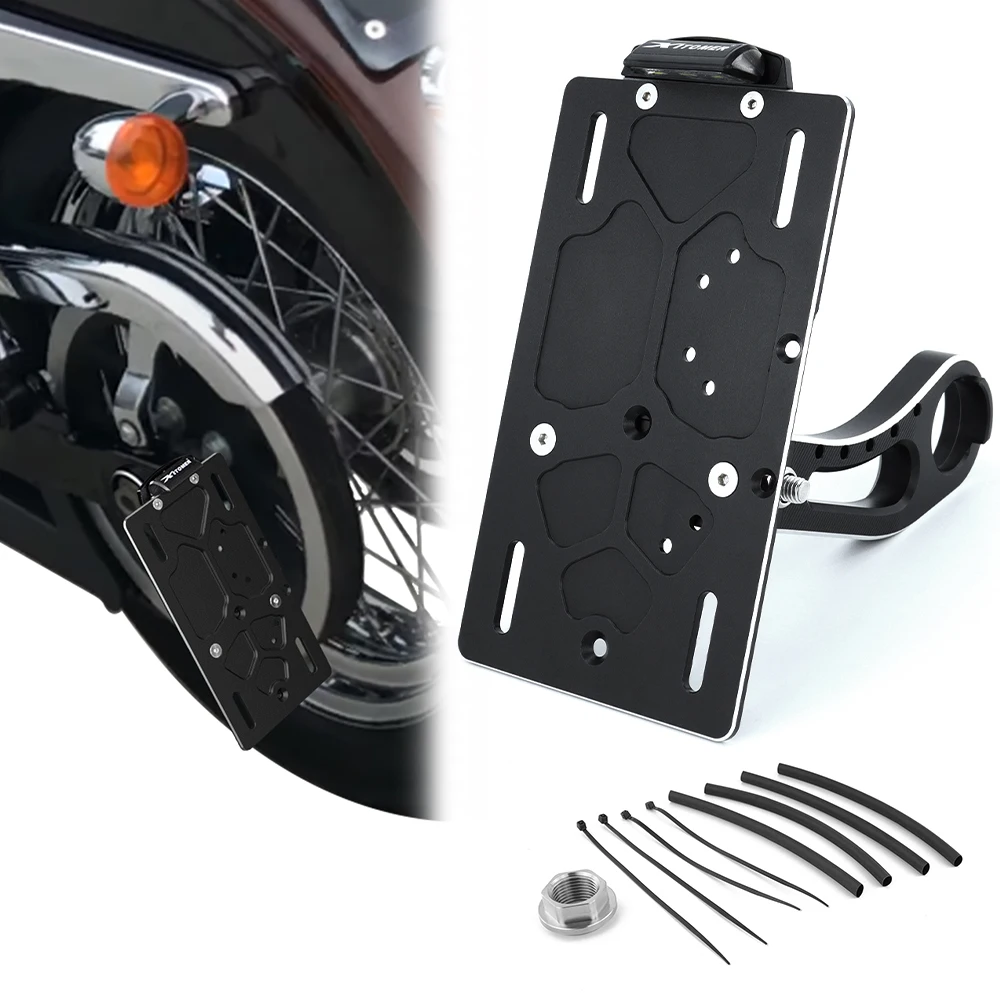 

Motorcycle Side Mount License Plate Holder For Harley Davidson Dyna Softtail Sportster 2008-2016 Bracket Fender Eliminator kit