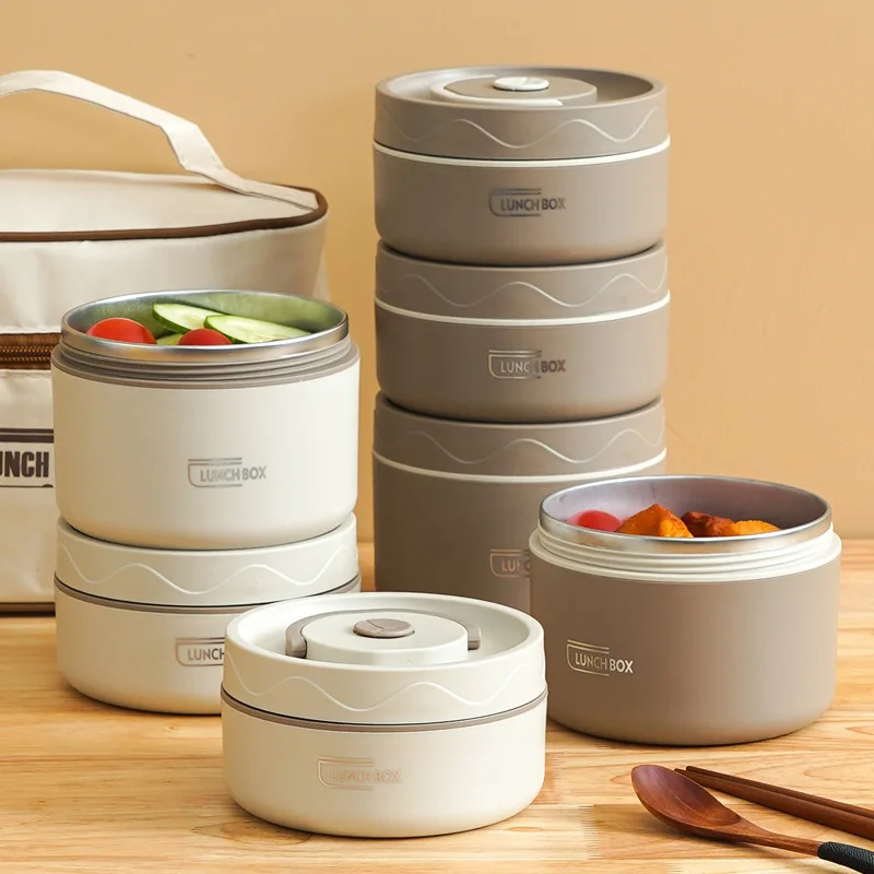 

Stainless Steel Lunch Box with Heating Food-grade Soup Bowl Microwave Insulation Bucket Bento Box Outdoor Picnic Box