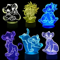 The Lion King Simba Cartoon 3D Visual Night Lights LED Figure Night Lamp Bedroom Anime Nightlights Color Changing Desk Lamp