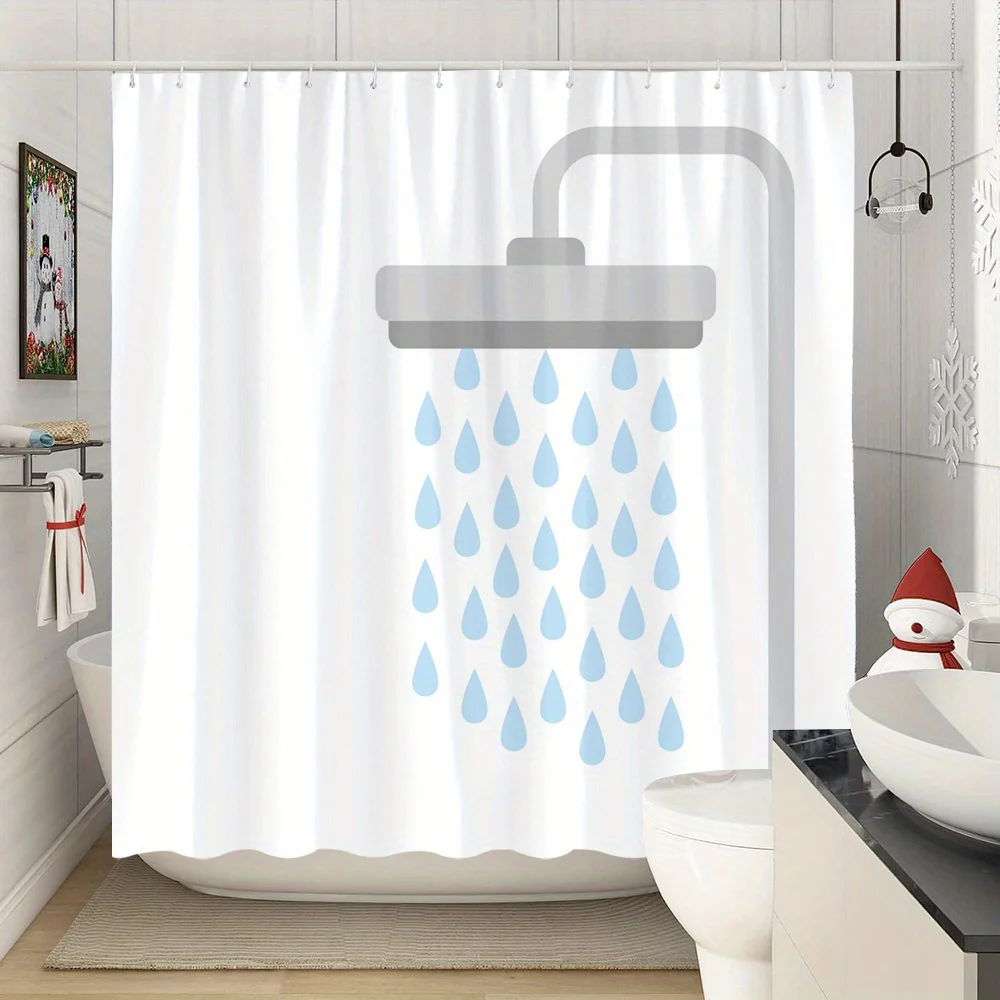 Cute Blue Rain Drops Shower Curtain Waterproof Bathroom Decor Home Accessories Shower Curtains 180x180cm