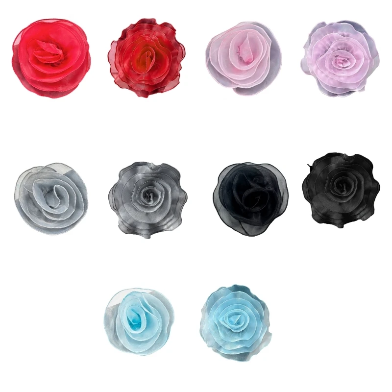 Handmade Rose Flower Brooch 3D Multilayer Flower Lapel Pin Fashionable Florals Shaped Breastpin Party Jewelry Accessory