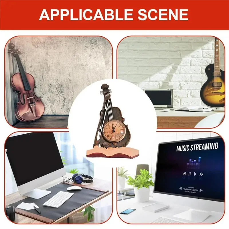 AY03-скрипка, часы, декор для стола, смоляные часы для скрипки, фигурка, винтажные часы в форме скрипки, настольные часы, украшение для гитары, домашний декор