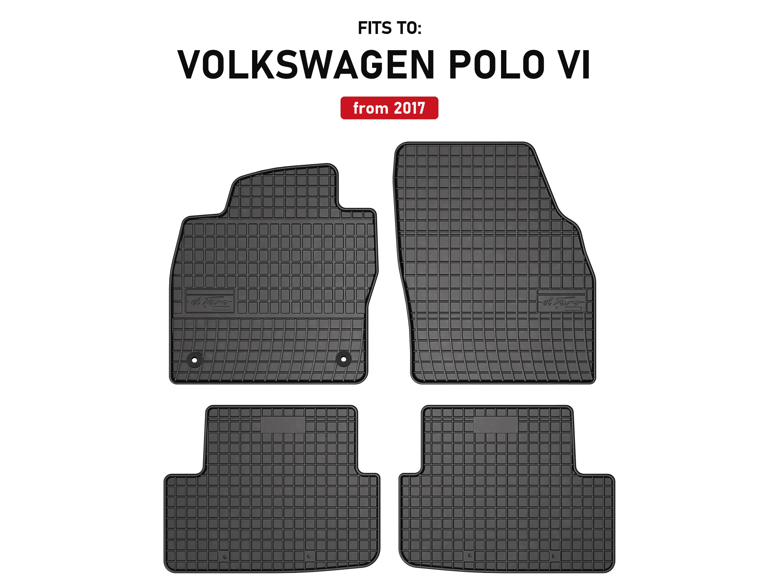 Zwarte rubberen automatten voor: Volkswagen Polo VI 2017- hatchback