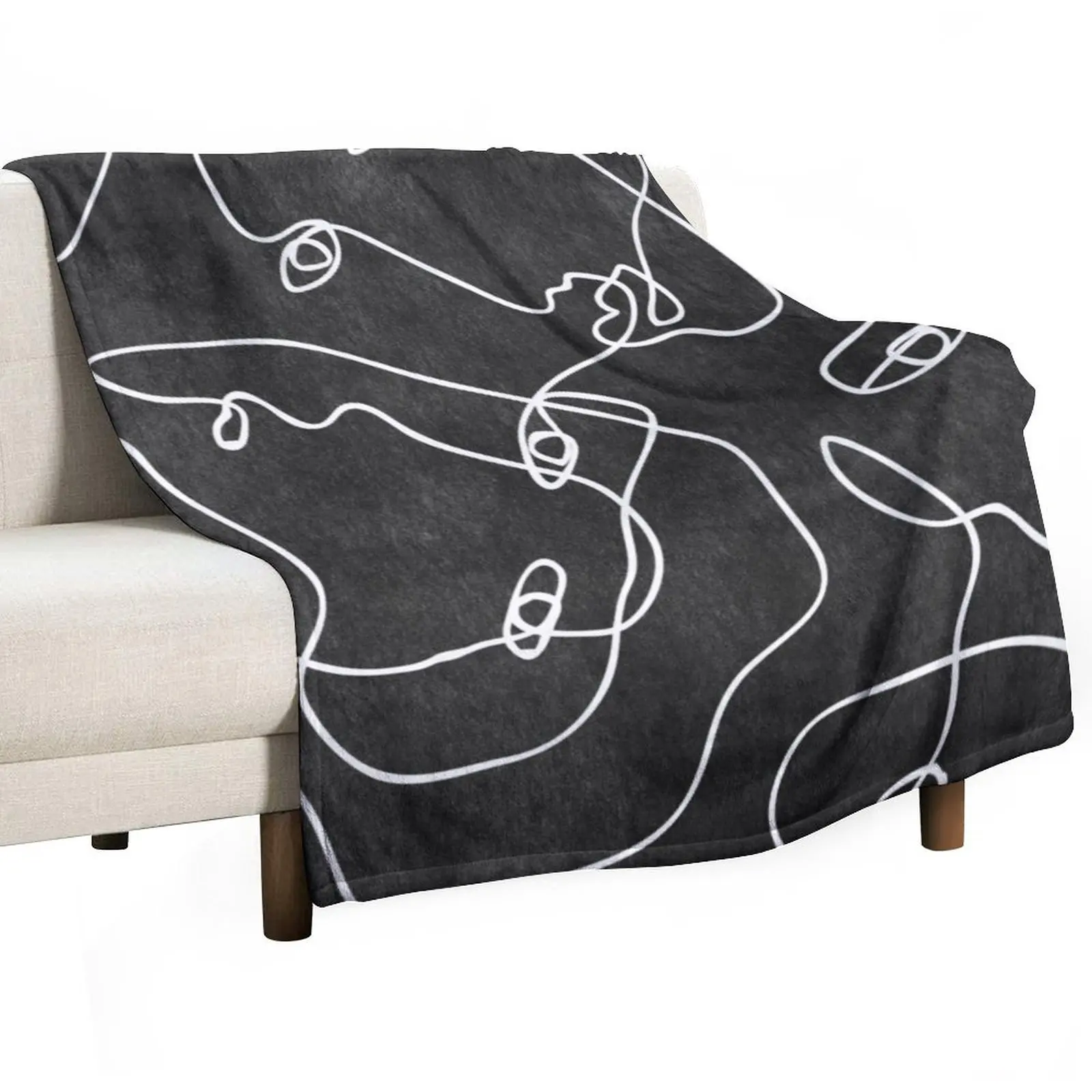 

Faces All Over Black And White Throw Blanket Beach halloween For Baby Sleeping Bag Blankets