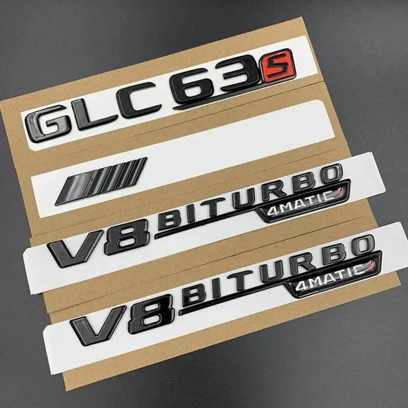 

Car Rear Trunk Letters AMG Logo V8 BITURBO 4matic Fender Side Emblem Sticker GLC63S Badge For Mercedes GLC X253 Auto Accessories