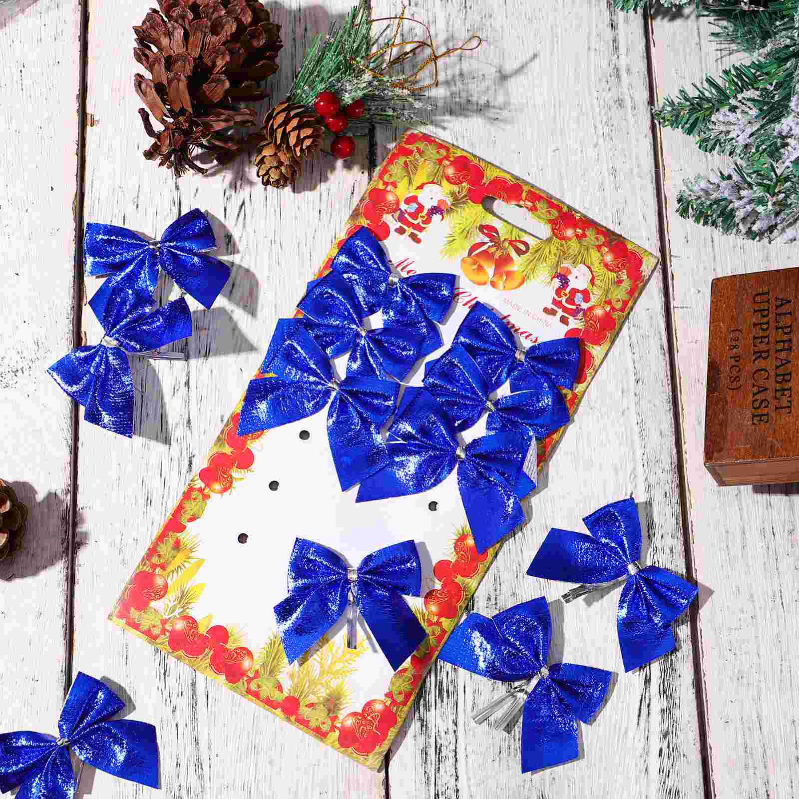 Adornos de mariposas navideñas, decoraciones artesanales para árboles de Navidad, regalo decorativo con lazo para fiesta de 6cm