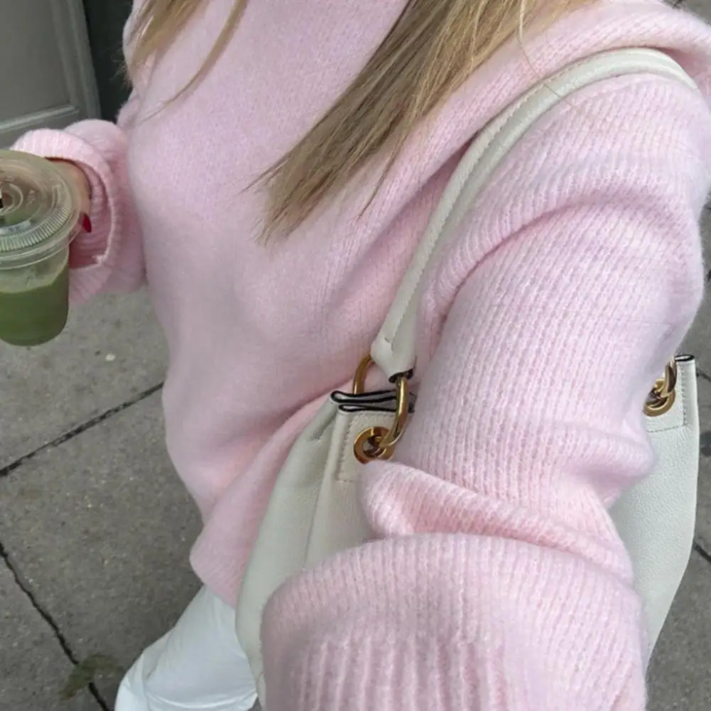 2025 Women Pullover Sweater O-neck Long-sleeve Sweater Cozy Winter Sweater Collection Women's Solid Color Knit Pullovers for War