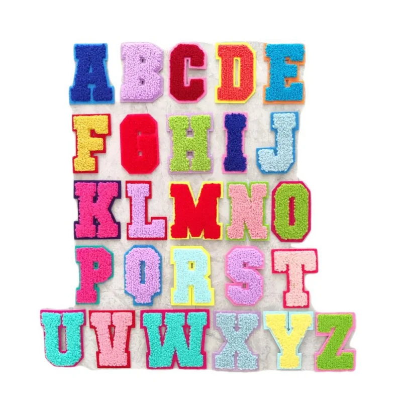 

Iron On Mix Colorful A-Z 26 Letter Chenille Embroidered Patches IRON on Alphabet Letters Embroidery Applique Sewing Handmade DIY