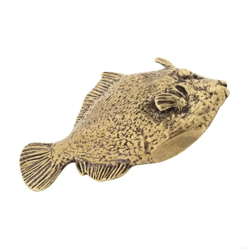 Classical Metal Sturgeon Fish Miniature Sculpture Aquatic Theme Decors Accent 