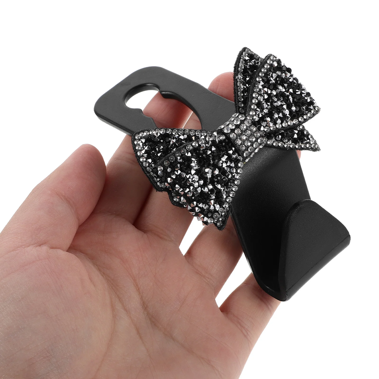 

2Pcs Rhinestone Bling Car Seat Headrest Hooks Bow Backseat Purse Hanger Organizer Hidden Storage Plastic Bottle Hook