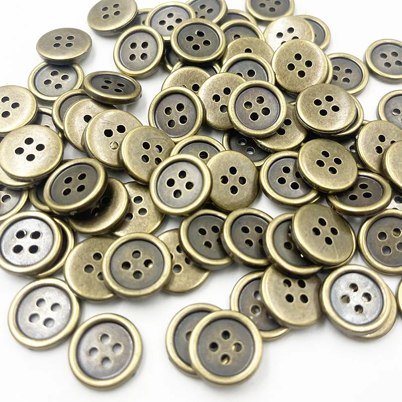 50 pcs Bronze Plastic Buttons 15mm Sewing Craft 4 Holes PT380