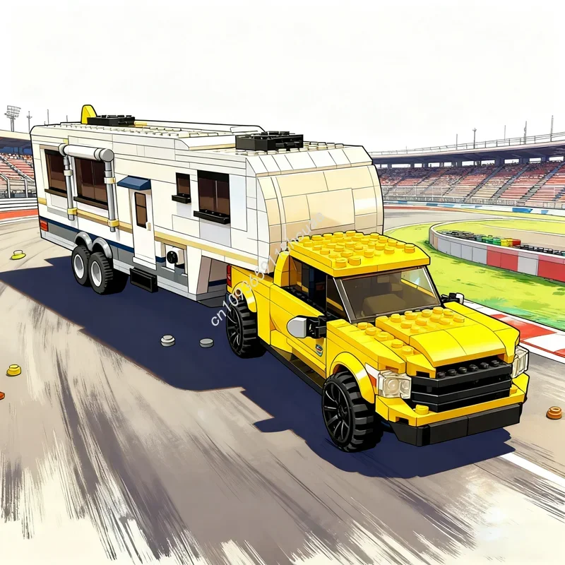 1390 Uds. Juguete MOC Tundra y quinta rueda Camper ciudad modelo juguetes de bloques de construcción montar DIY regalos de navidad Idea creativa niños