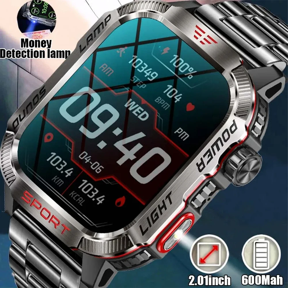 

2024 New Rugged Military Smart Watch Bluetooth call LED Lighting GPS Motion Trajectory Tracker Smartwatch Heart Rate Detection ﻿