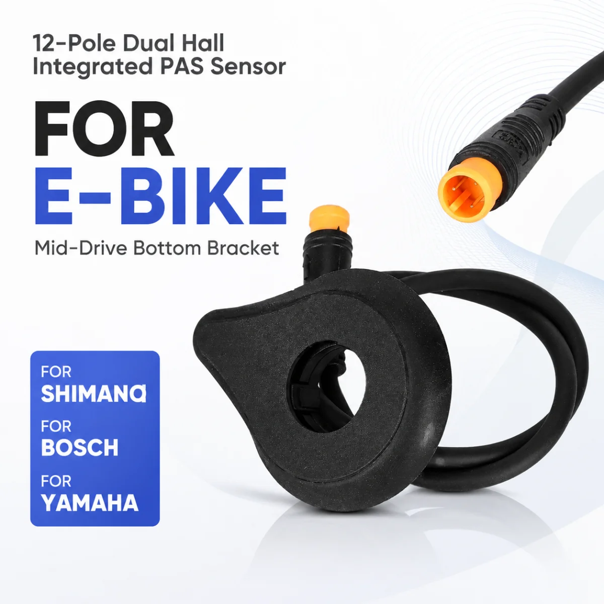 12-Pole Dual Hall Integrated PAS Sensor Waterproof Connector for E-Bike Mid-Drive Bottom Bracket