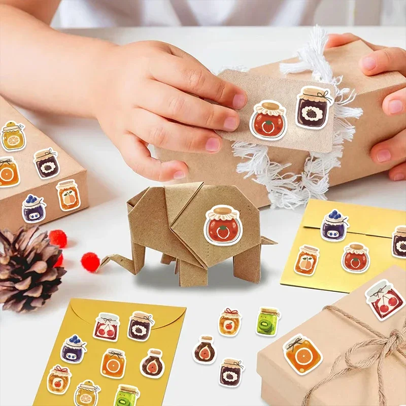 500 قطعة من ملصقات جرة المربى الكرتونية اللطيفة المقاومة للماء لتزيين أجهزة الكمبيوتر المحمولة وسجلات القصاصات والقرطاسية #5