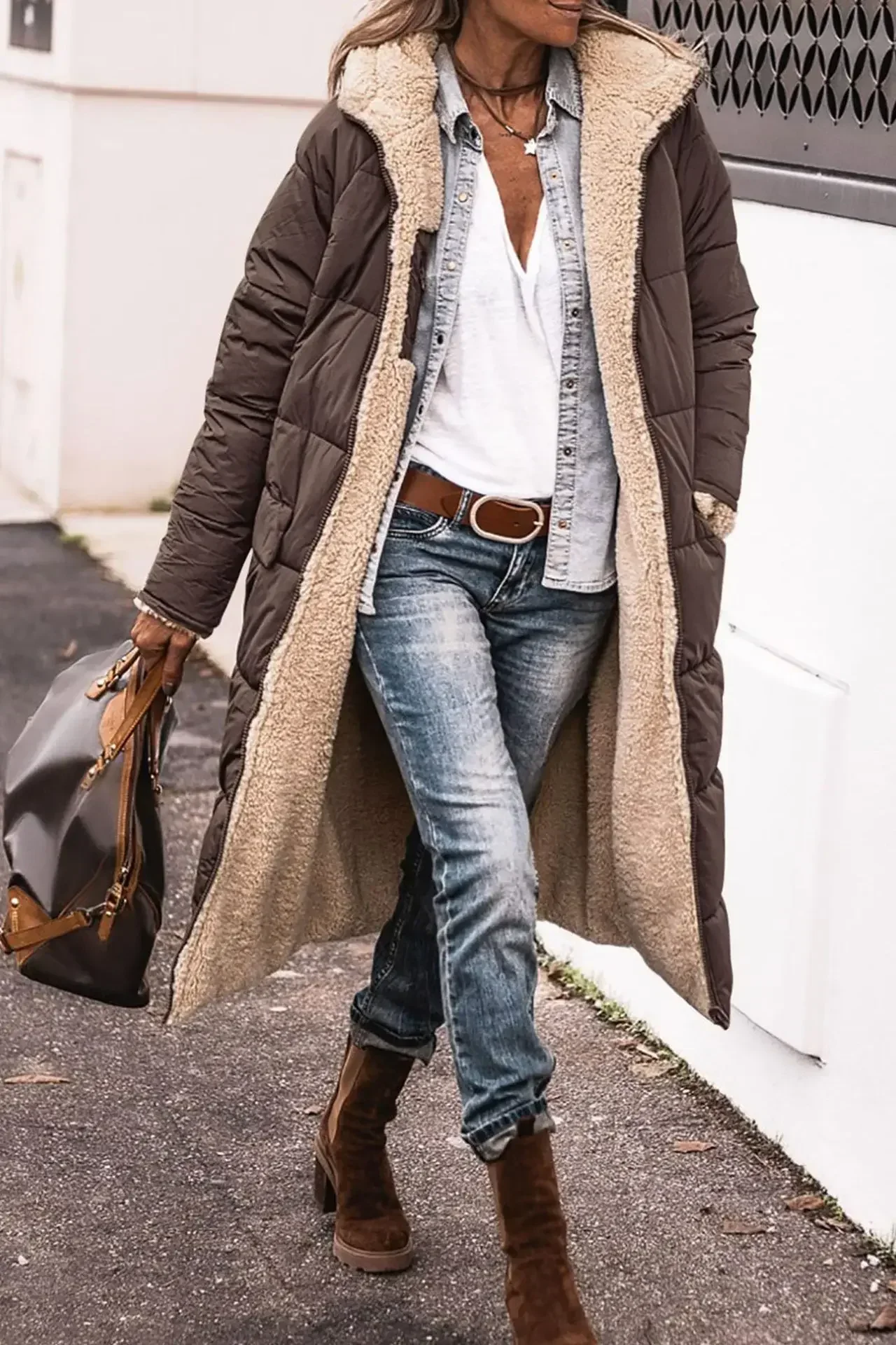 

Womens Parkas 2023 Solid Hooded Cotton-padded Jacket Long-sleeved Double-sided Wearing Slim Temperament Cardigan Coat for Women