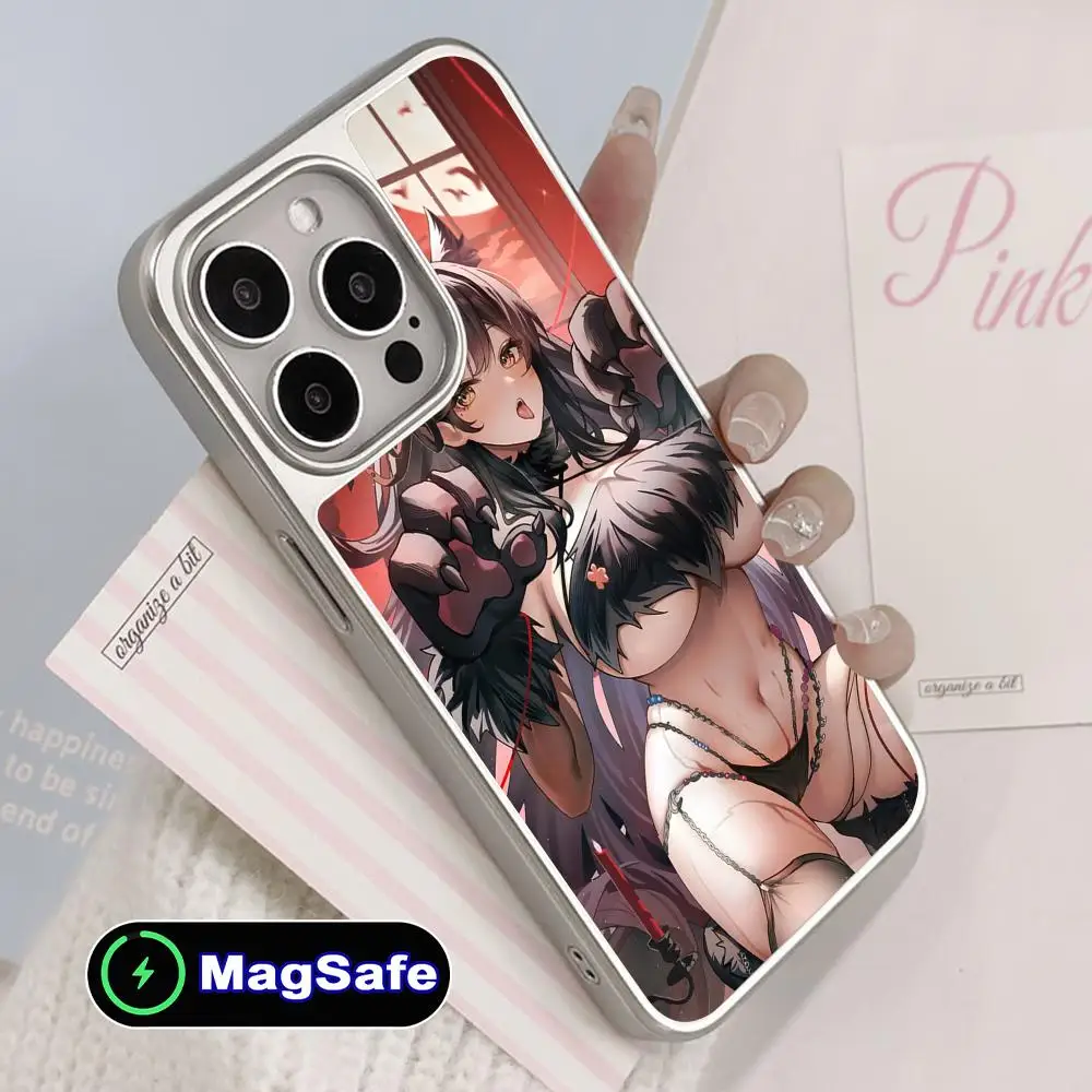

Azur Lane Atago Silver Plating Magsafe Mobile Phone Case for iPhone 17 16 15 14 13 12 11 Air Pro Max Plus Colorful Cover