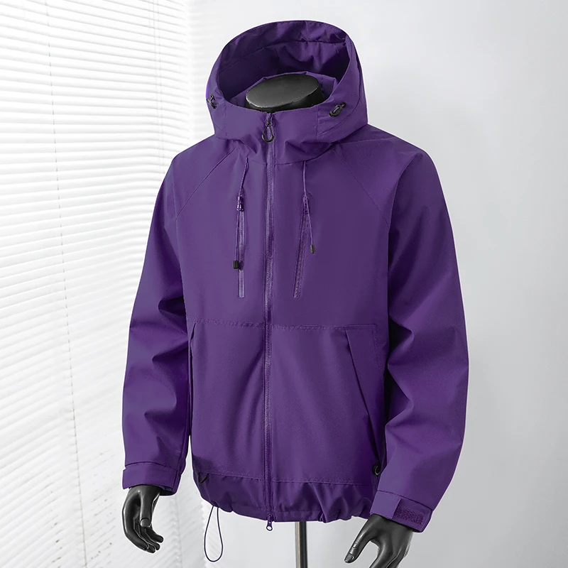 Unisex M‑8XL Plus Size Hooded Windbreaker Jacket Men Women Outdoor Waterproof Windproof Hiking Zipper Outerwear Multi‑color