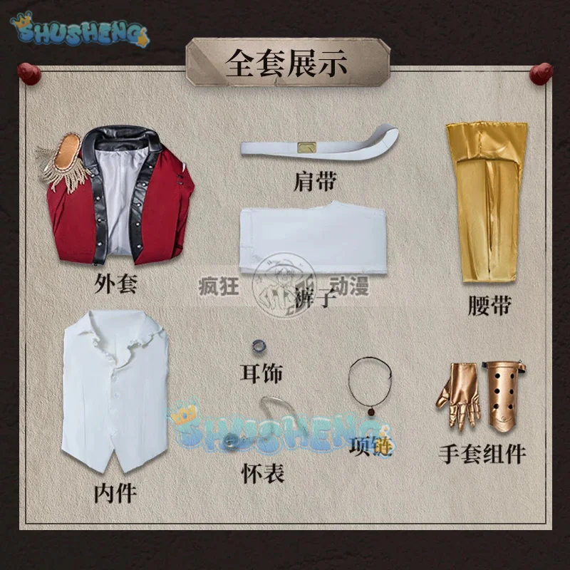 Shusheng-Fantasia de Cosplay Anime Identidade V para Homens, Uniforme do Jogo Cos, Roupas, Roupas, Papel de Festa, Cos, Comandante Mate
