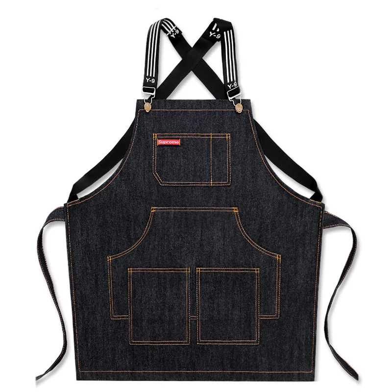 Blue Denim Apron with Pocket, Garden Cleaning Pinafore, House Cleaning Pinny Canvas Apron, Kitchen Accessories, Cowboy Cooking