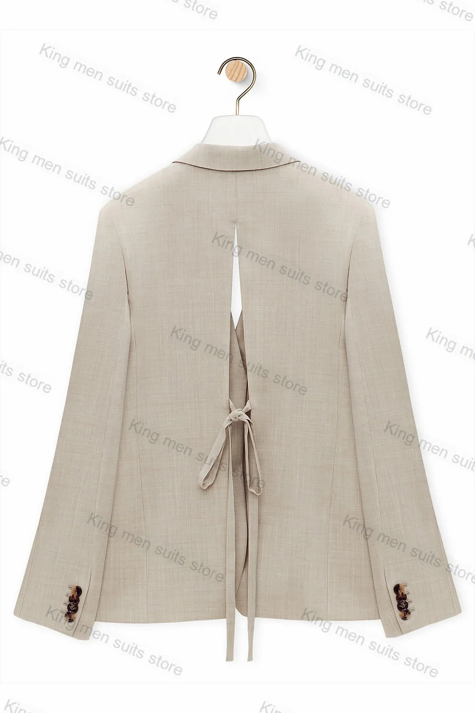 1 Piece Wedding Women Suits  Beige Blazer Sexy Back Lace Up Custom Size Formal Office Jacket Prom Cotton Guest Coat