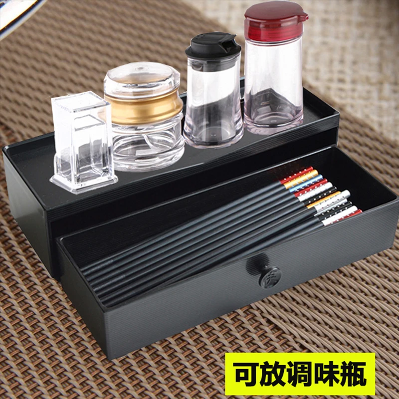 Japanese style thickened drawer chopstick box, multifunctional imitation wood plastic