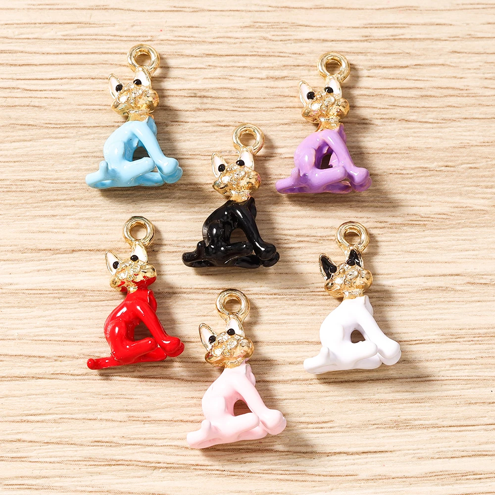 Tusember 5 Stück Niedliche Tieranhänger Bunte Hunde- und Katzenanhänger Perlen für DIY Sterling Marken-Armband Ohrringe Schmuckherstellung – Detail 8