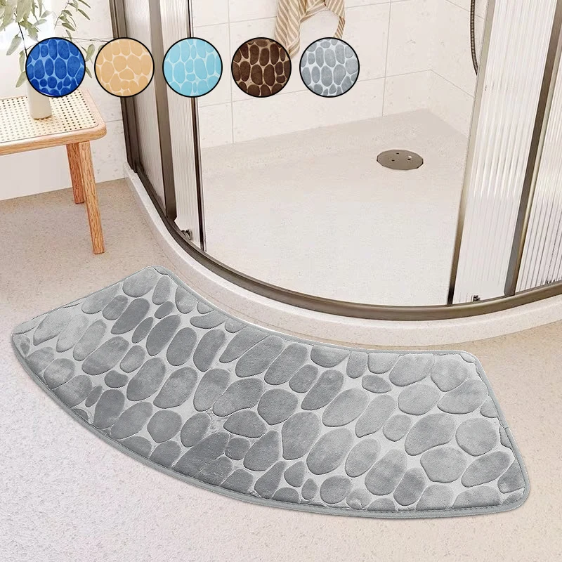 Bathroom Floor Mat Pebble Embossed Floor Mat Curved Scalloped Absorbent Floor Mat Shower Toilet Batht Non-slip Floor Mat