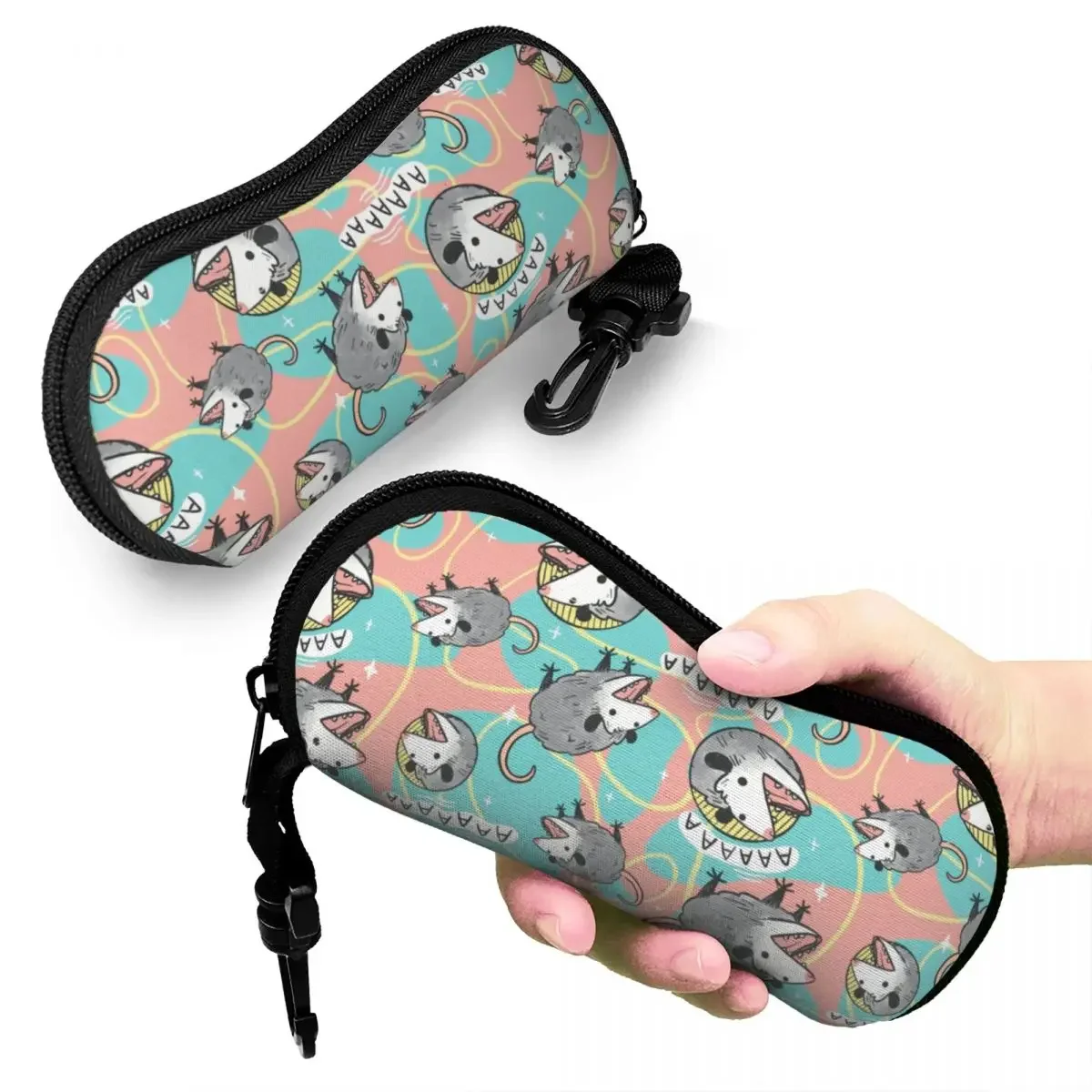 Opossum Screm Pattern Glasses Case Portable Possum Animal Eyewear Box Vintage Glasses Box