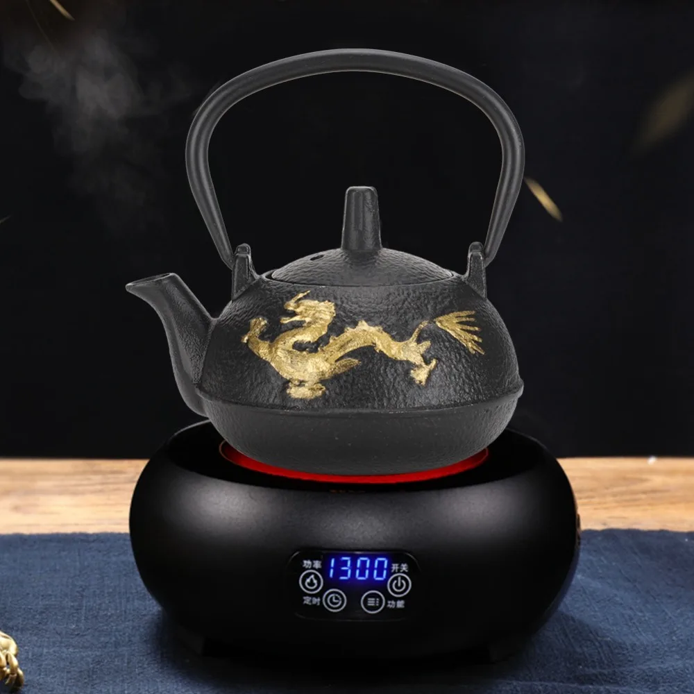 

3pcs Stainless Steel Infuser Cast Iron Teapot Iron Stovetop Safe Japanese Tetsubin Kettle Gold Dragon 0.3L Iron Tea Kettle