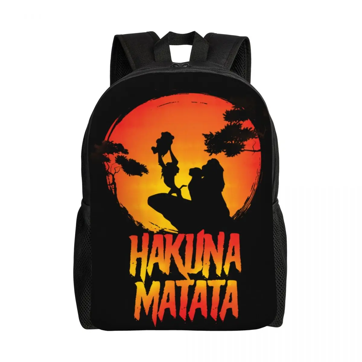 Custom Hakuna Matata Film Movie Lover Laptop Backpack Men Casual Bookbag for School Student The Lion King Sunsets Cartoon Bag