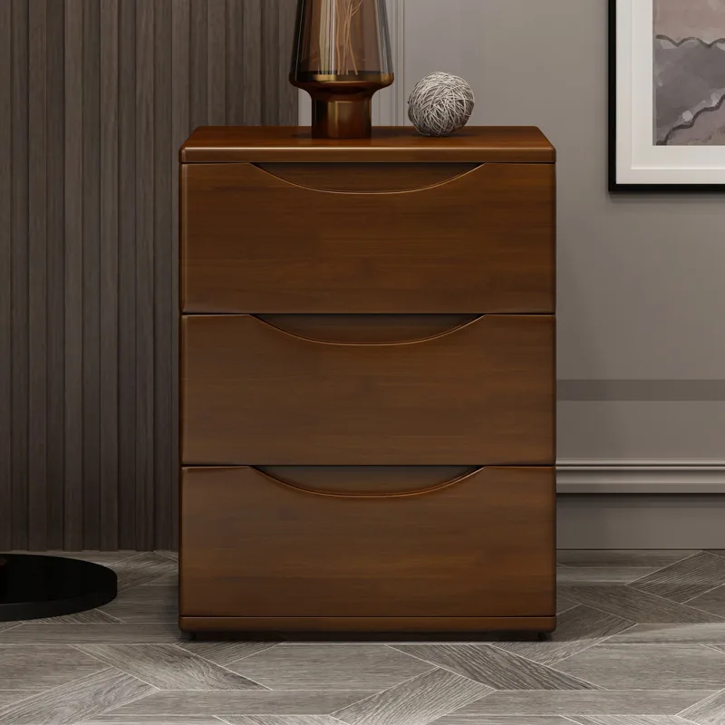 3 Pumped solid wood bedside table Simple modern shelf Nordic wood bedroom storage cabinet Mini small locker