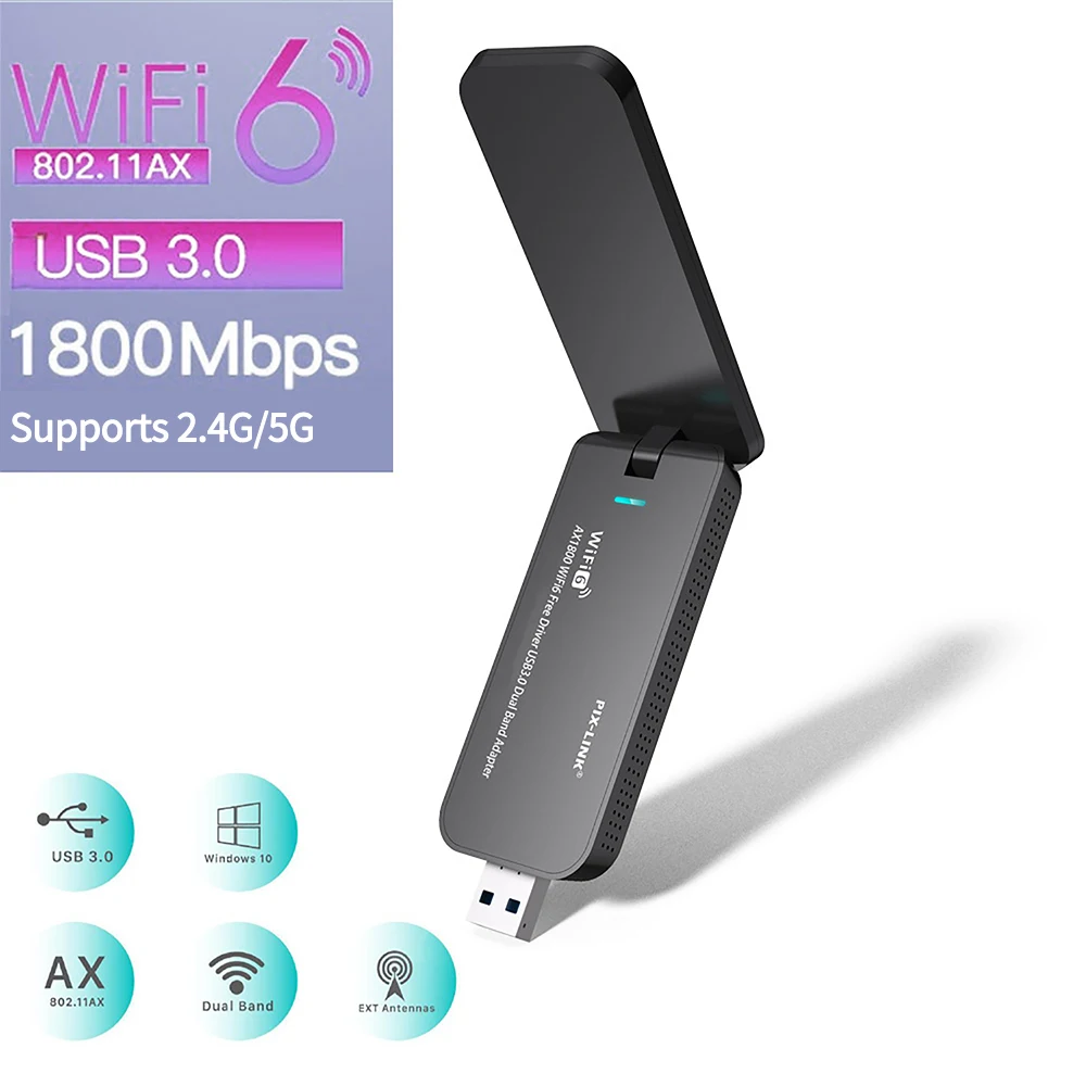 1 Stück Wi-Fi 6 Adapter 2,4g & 5g Ax1800 Hochleistungs-WLAN-Netzwerk karte 8832bu 1800m WLAN 6 USB-Adapter USB 3,0 für Win10/11 Uax02