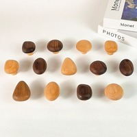 Nordic Creative Cartoon Pebble Kids Wooden Cabinet Handles Drawer Pulls Natural Wood Knobs for Children's Room Wardrobe
