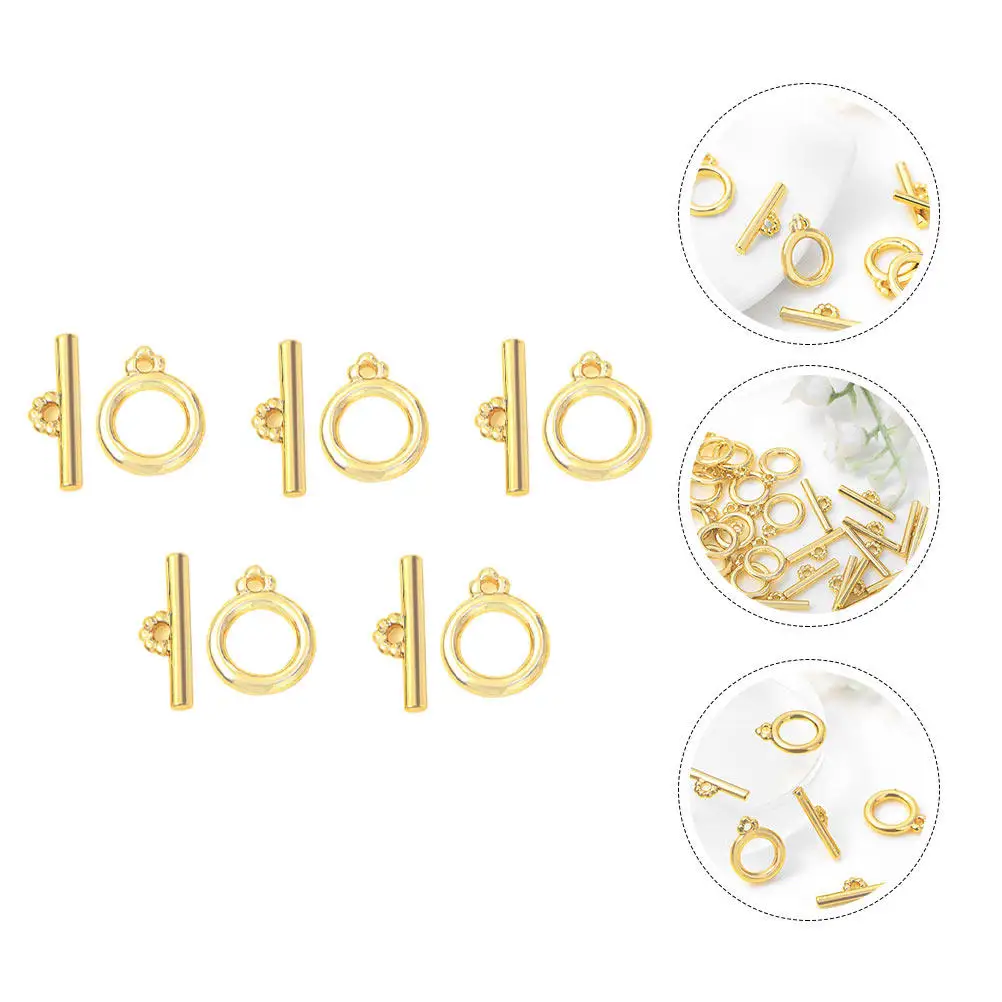 

5 наборов золотых застежек OT для изготовления украшений, концевые застежки для браслетов и ожерелий своими руками, с Т-образными застежками-тогглами