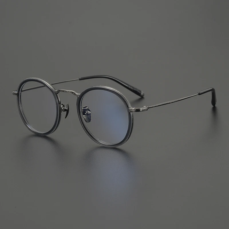 Vintage Ultra Light Titanium Glasses Frame Men Optical Prescription Custom Eyeglass Acetate Women Myopia Reading Retro Eyewear