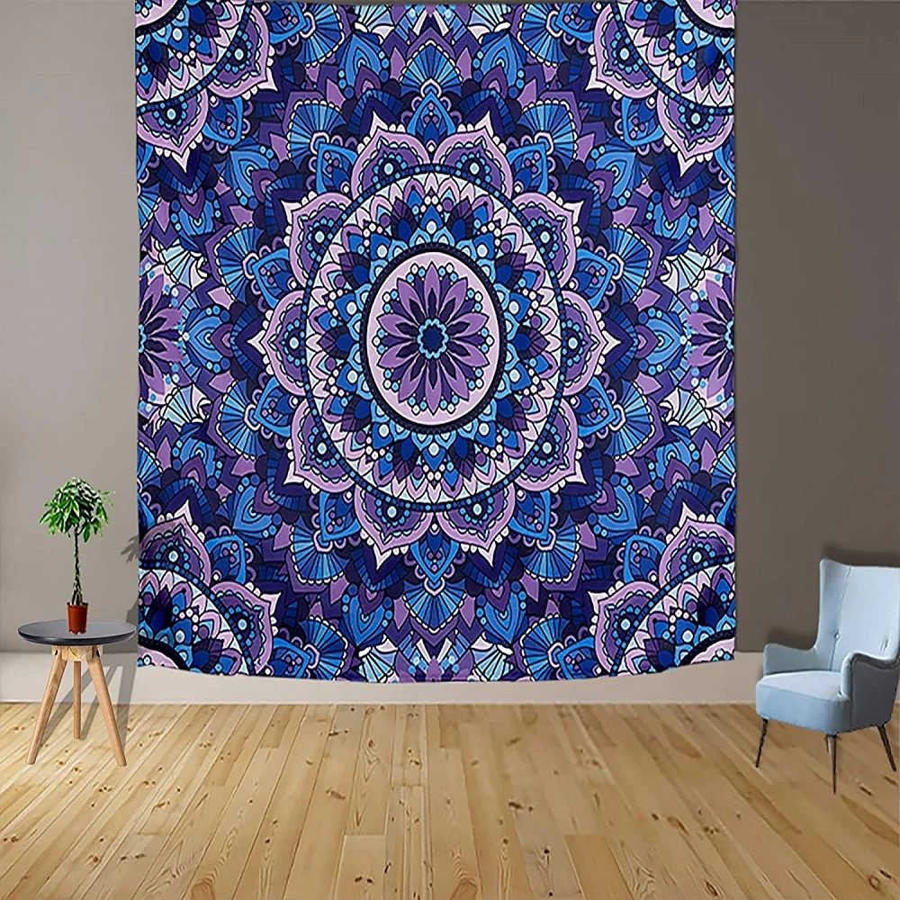 

Aesthetic Mandala Tapestry Bohemian Tapestrie for Bedroom Living Room Decor Backdrop Dorm Blue Purple Mystic Wall Hanging